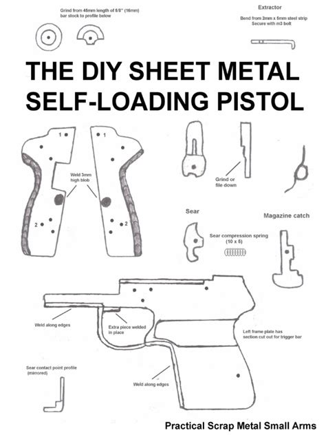 sheet metal gun template|sheet metal handgun plans.